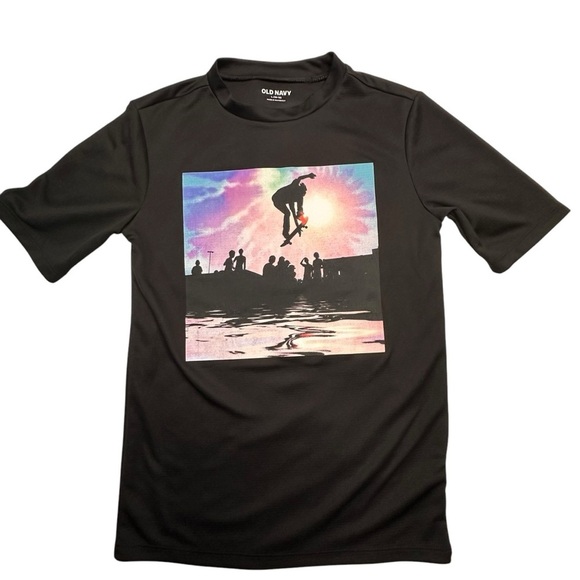 Old Navy Boy's Black Short sleeve Rashguard Size L (10-12) - Picture 1 of 7